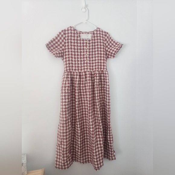 notPERFECTLINEN Dresses & Skirts - notPERFECTLINEN Marsala Gingham Mama Maxi Dress Small - Brand New
